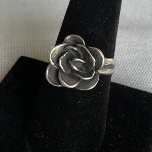 Israel 925 Sterling Silver figural ROSE Ring size 8 Vintage Estate jewerly